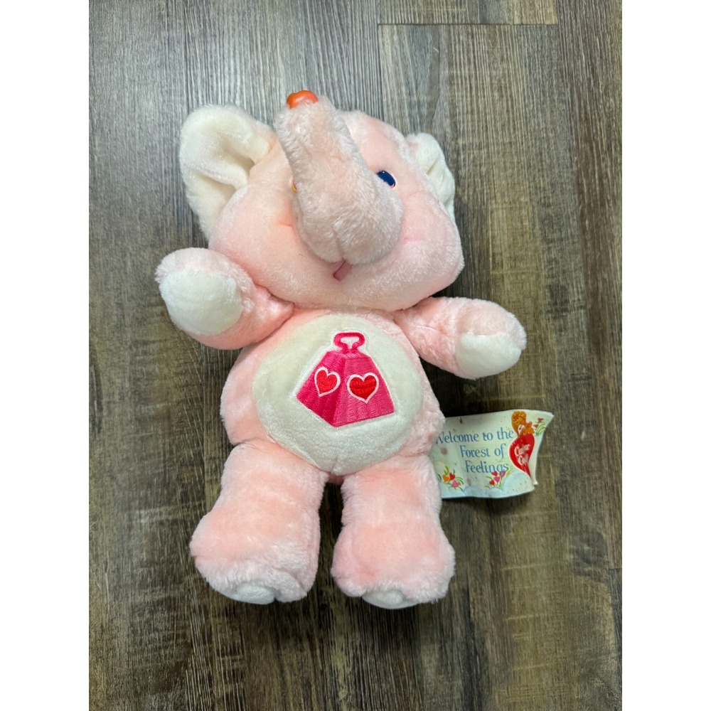 Vintage 1984 Kenner Care Bears Cousins Lotsa Heart Elephant Plush Pink 13" Tag
